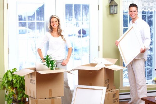 Careful unloading by man and van movers in France